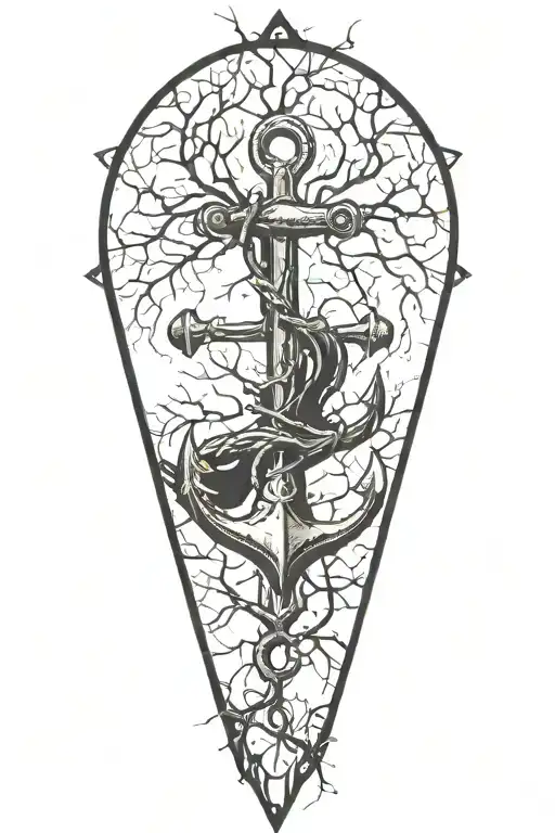 Anchor Wrapped In Tree Roots Reaching Deep