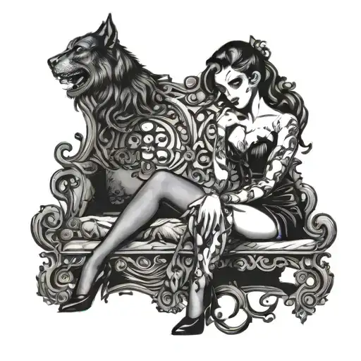 Gothic Pin Up Girls Sitting