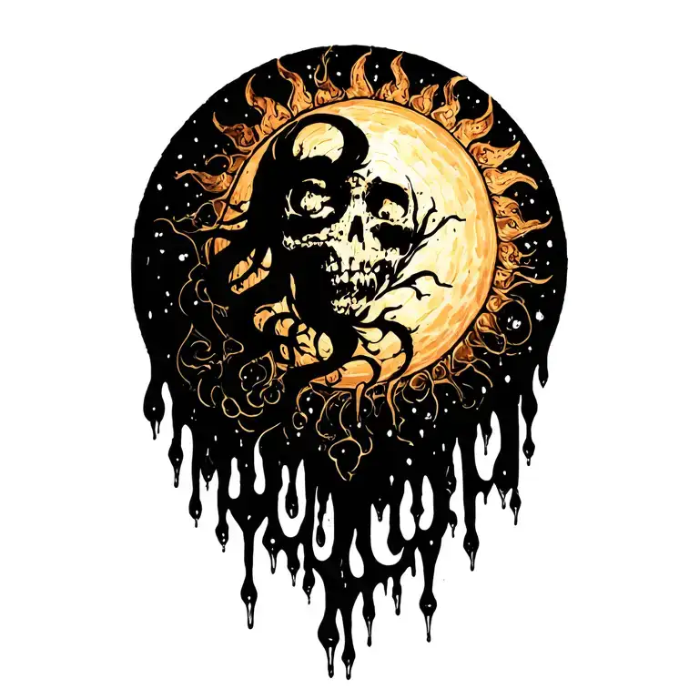 Sun With Rain Falling Off Of The Bottom