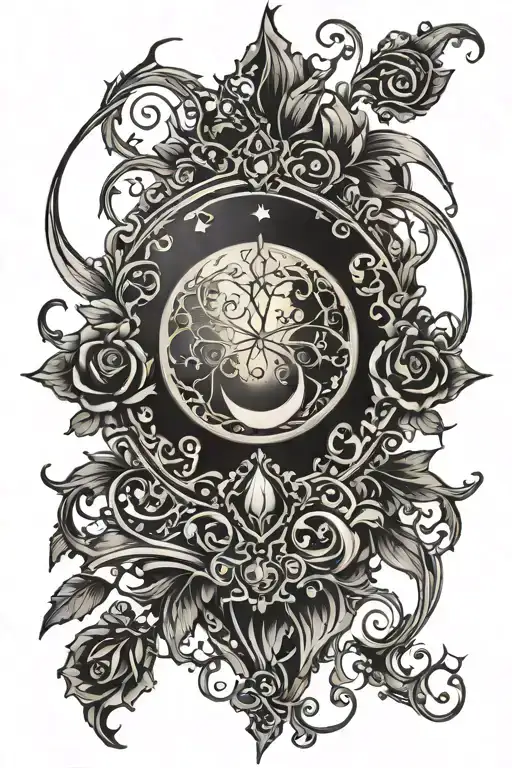 Sleeve Tattoo Elegant Moon
