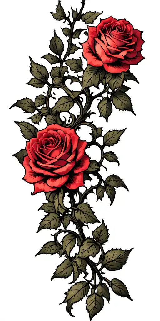 Thorny Vine Roses From Shoulder To Wrist