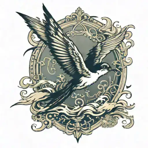 Swallow Bird Flying Over Sea