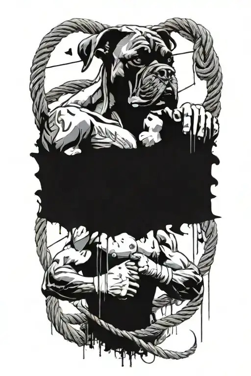 A Collage Of A Boxer Surrounded By Ropes