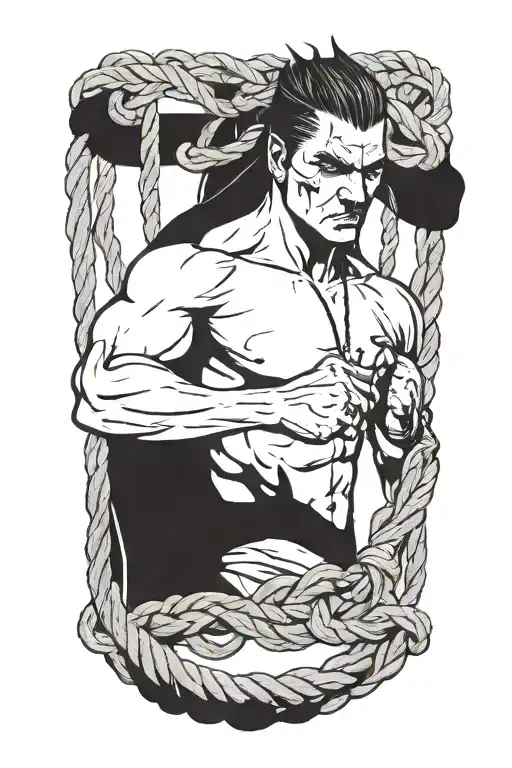 A Collage Of A Fighter Surrounded By Ropes