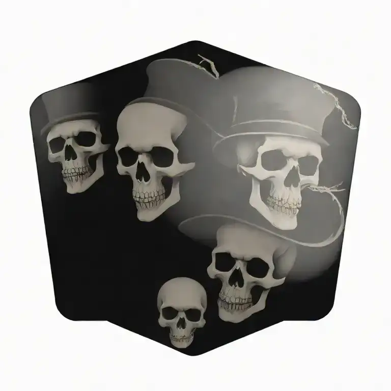 Three Skulls With Hats