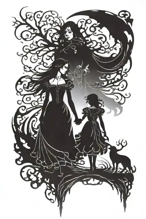 Mother Daughter Shadow Walking