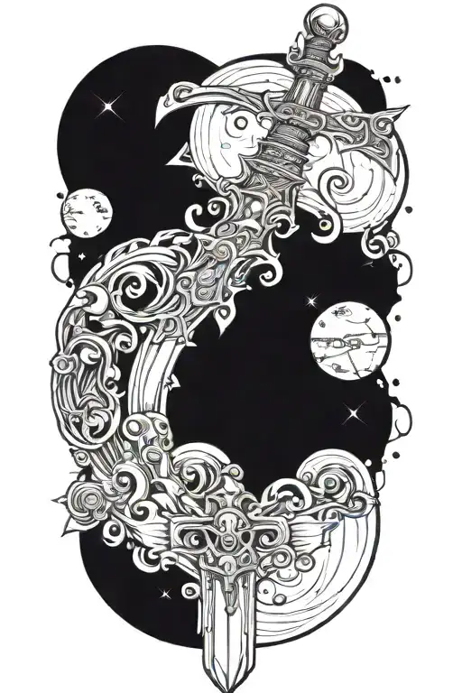 Sword Wrapped In Planets
