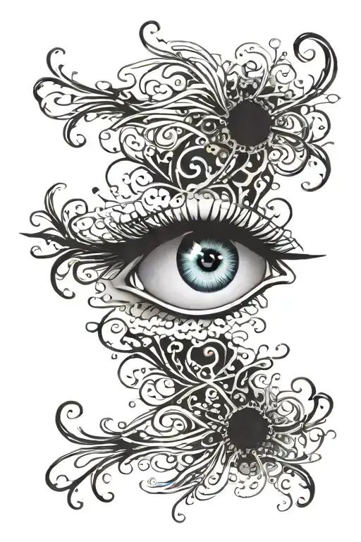 Eye In A Cloud Background With Streaks Of Light