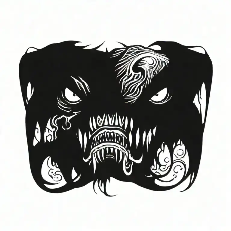 Monster With Sharp Teeth Tongue Sticking Out