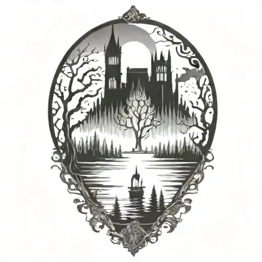 Lake Surrounded By Forest Fire