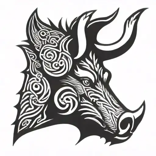 Irish Celtic Boar Head Angry