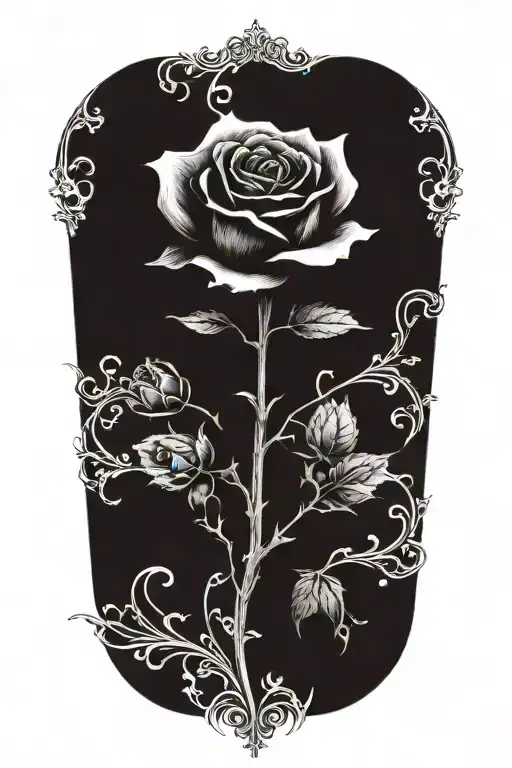 Rose With Its Stem Being Held No Leaf Clover Intertwined