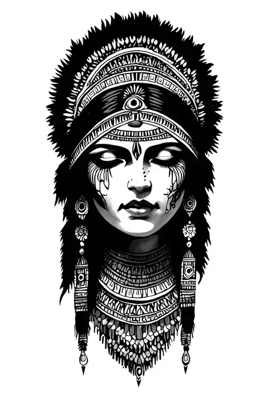 Indian Woman With Eyes Closed Mythology Maya Inca Third Eye