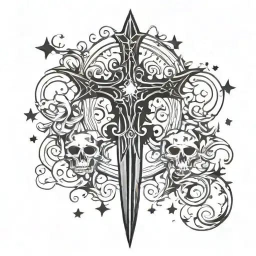 Mystical Dagger With Stars Shining