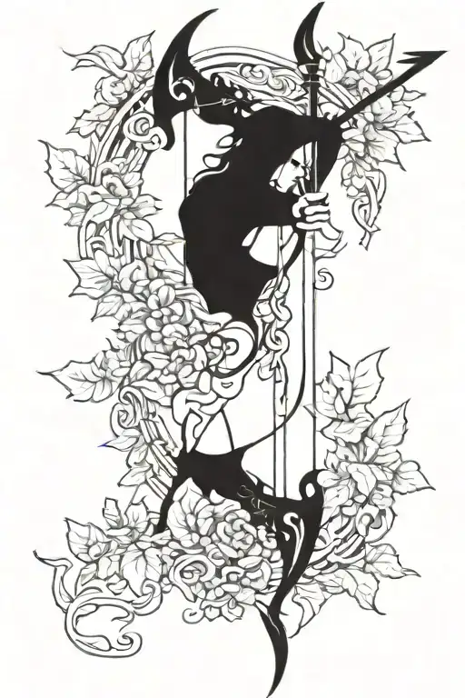 Bow And Arrow With Ivy Leaves