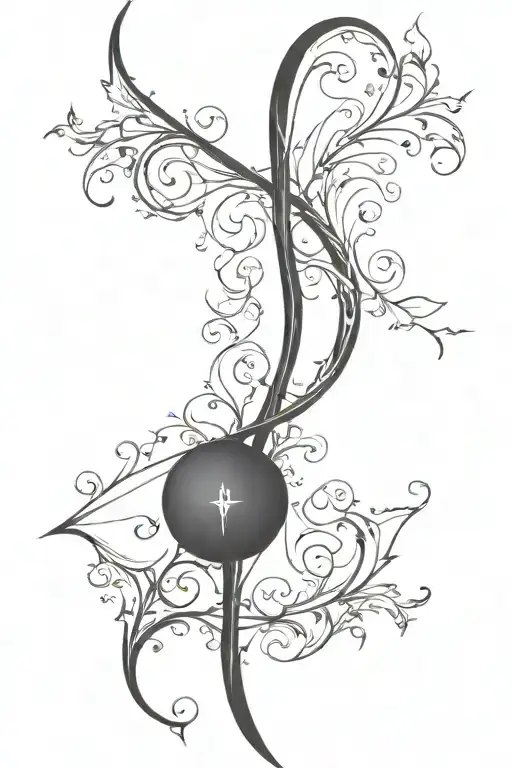 Vine Recurve Bow With Arrow Design