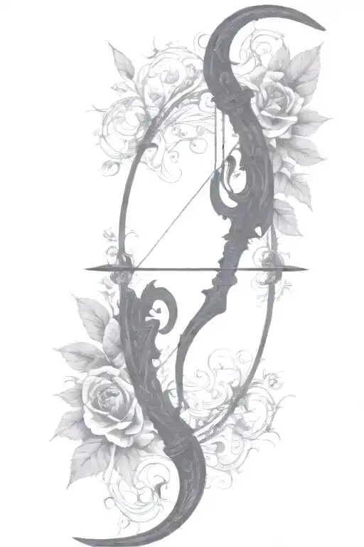 Vine Recurve Bow With Arrow Design