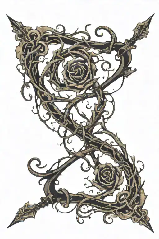 A Bow With Twigs Branching Off The Staff With A Vine Arrow Nocked