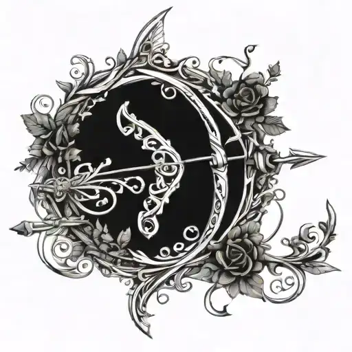 A Majestic Bow And Arrow Intertwined With Vines