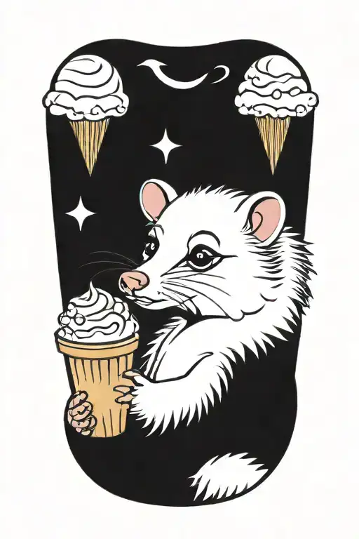 Opossum Eating Ice Cream Cone
