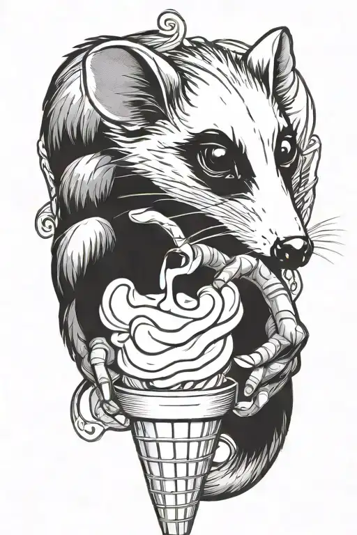 Opossum Eating Ice Cream Cone