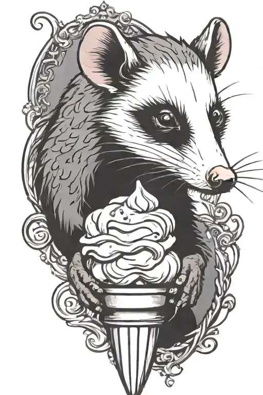 Opossum Eating Ice Cream Cone