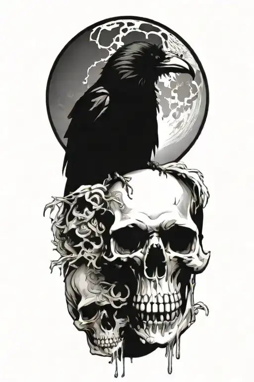 Raven On Skull