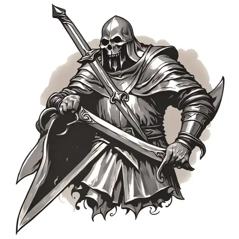 Crusader Holding Sword