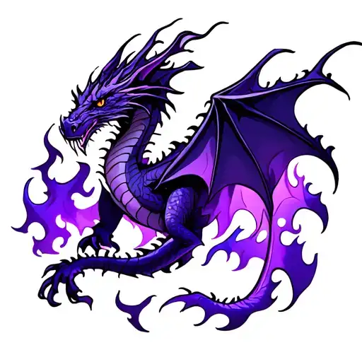 Dragon Purple Flames Mystical