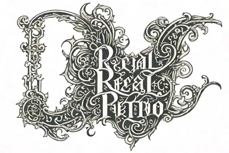 Make A Sketch Of A Tattoo Inscription With The Word Real In Red In The Same Font As In The Picture