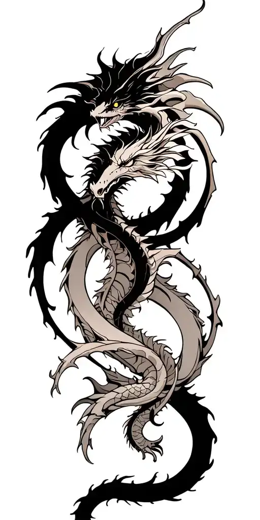 Twin Dragons Helix Intertwined