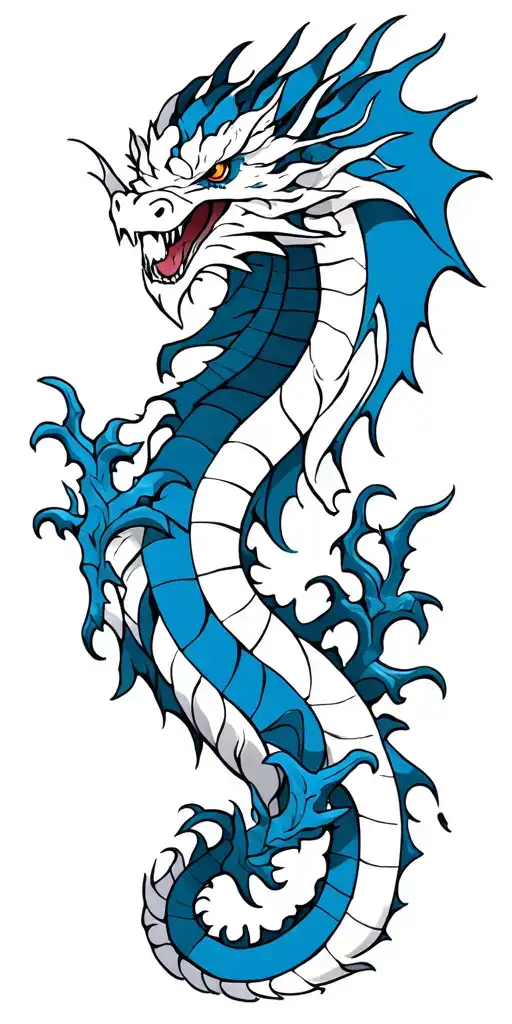 White And Blue Dragon Wrapped