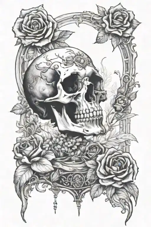 Animal Skull With Roses Growing
