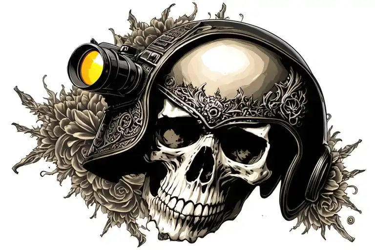 Skull In Helmet With Night Vision Device
