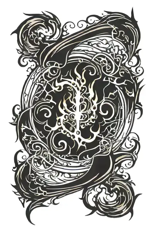 Flames Vortex With Lightning