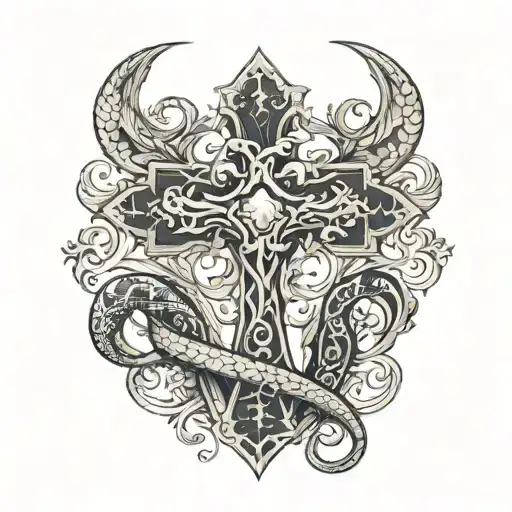 Cross With Snake Wrapped