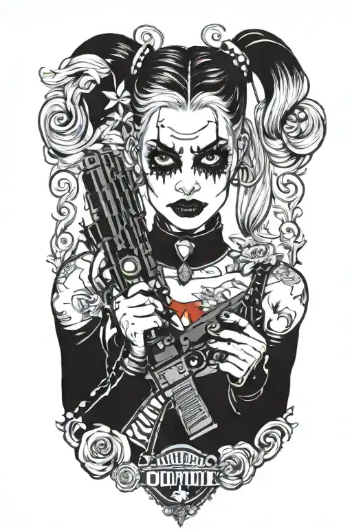 Harley Quinn Holding Gun To Head