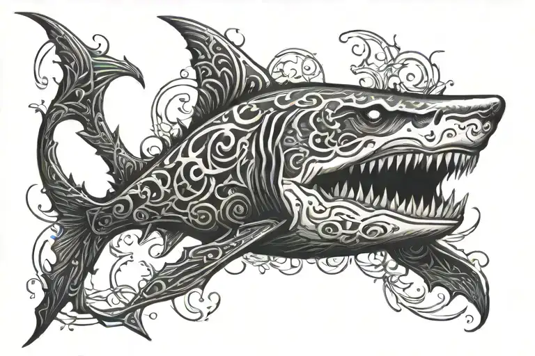 Dark Shark With Visible Bones