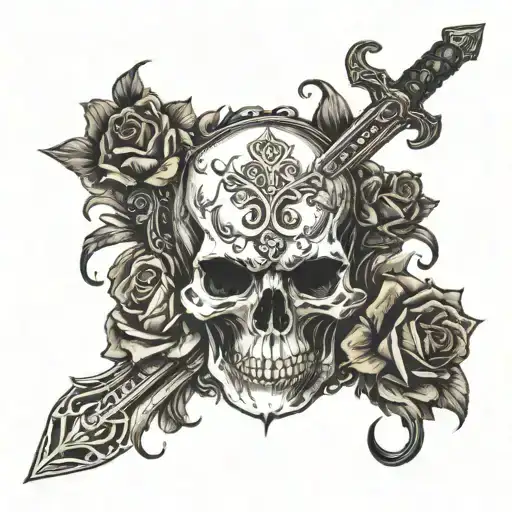 Skull And Roses And Sword