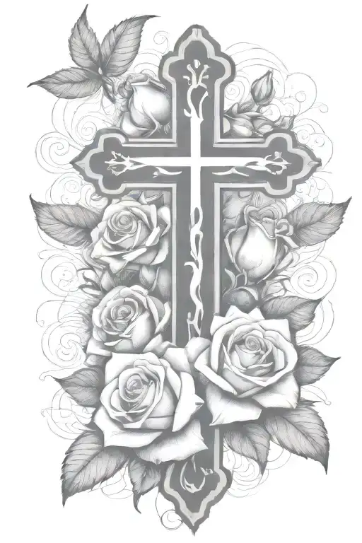 Roses With A Cross With Clouds
