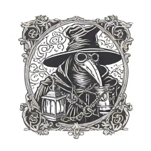 Creepy Plague Doctor Holding A Lantern