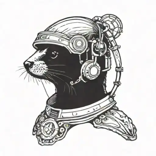 Minimalistic Otter With Space Helmet On
