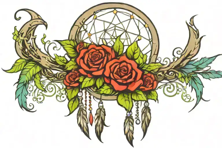Moon Dream Catcher With Roses