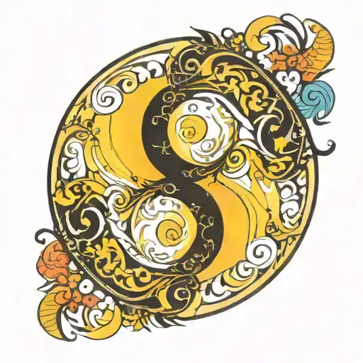 Trippy Ying Yang Symbol Intertwined With Moon