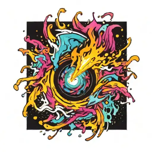 Imploding Black Hole With Explosion Exploding Like Paint And Spray Paint