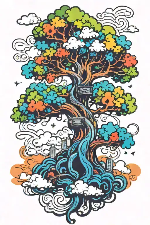 Magic Tree With Clouds Above