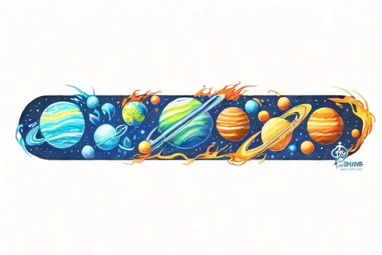 Planets Solar System With Flames