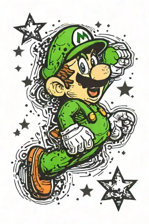 Super Mario With Space Background Black