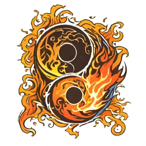 Yin Yang Symbol On Fire