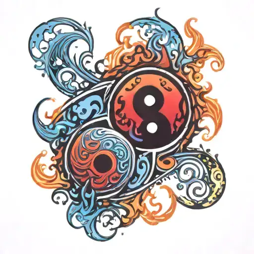 Red Yin Blue Yang Symbol On Fire